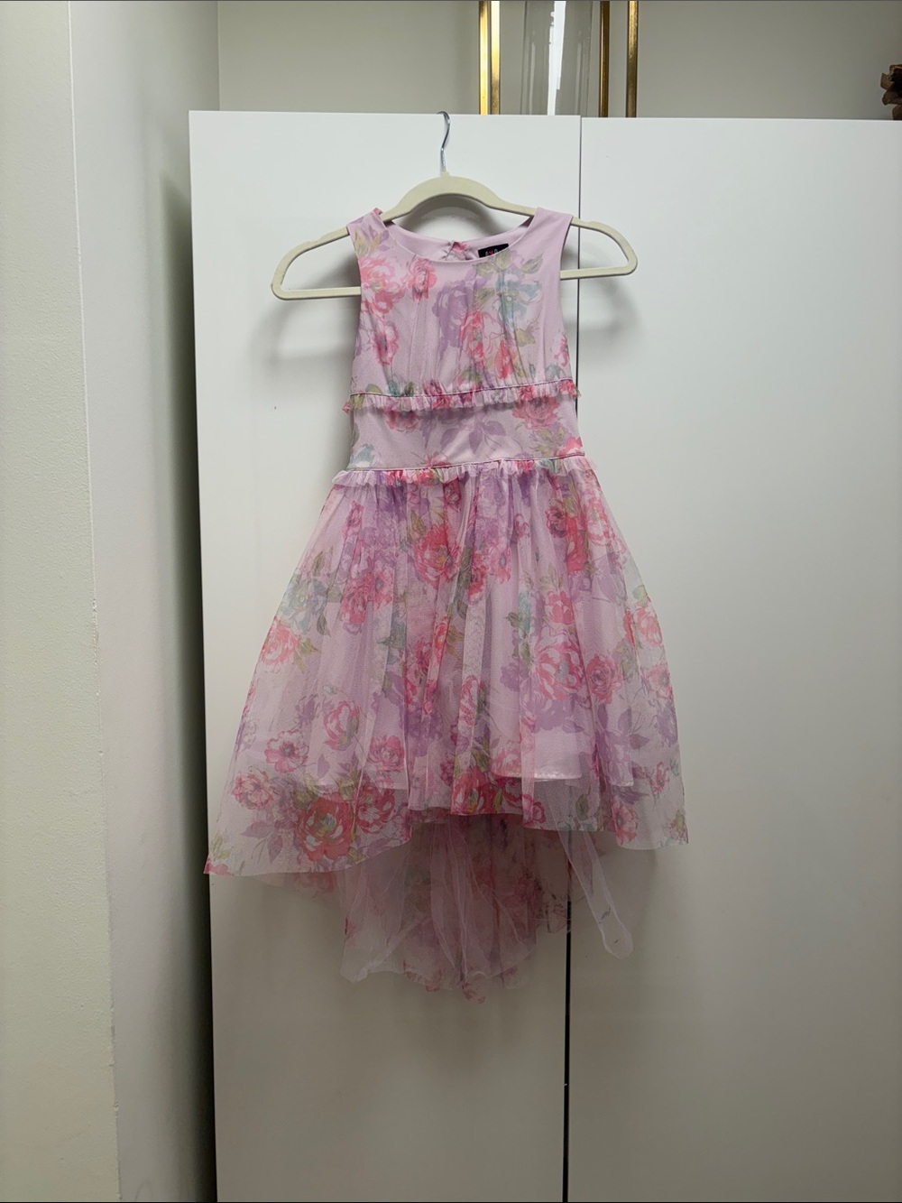 lilt Pink Floral High-Low Tulle Dress